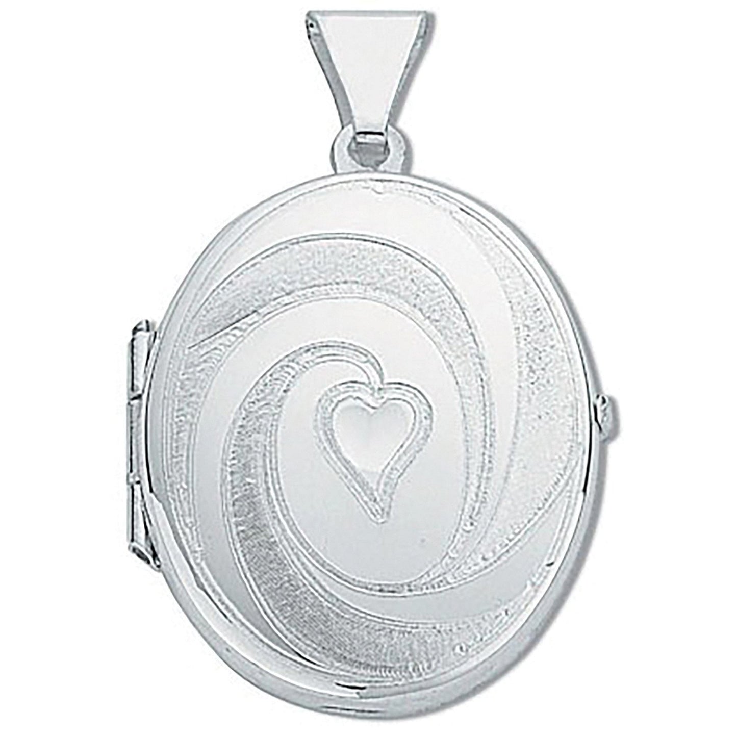 Silver Medium Engraved Oval Shaped Locket (HNN-EAF217)