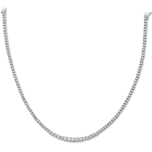 Silver Graduated Cubic Zirconia Tennis Collarette 17"