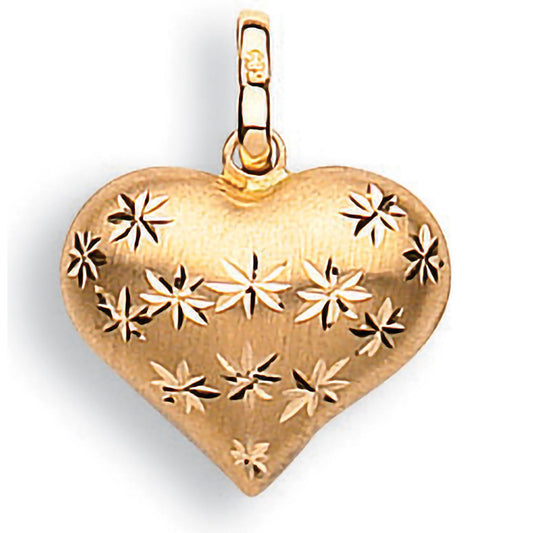 Yellow Gold Diamond Cut Heart Pendant