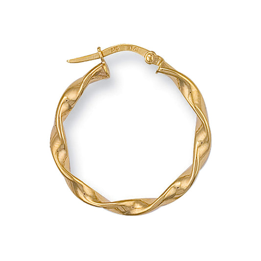 Yellow Gold 26mm Twisted Hoop Earrings - 1.2g
