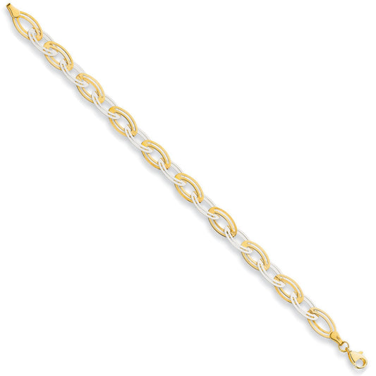 White & Yellow Gold 8mm Fancy Oval Linked Bracelet - 4.0g (HNN-A52CD5)