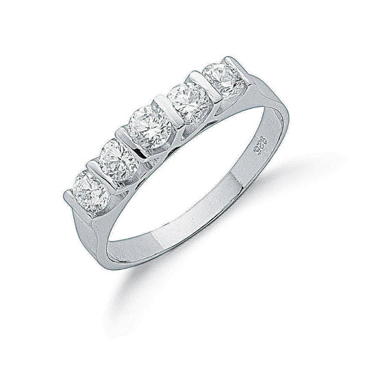 Silver Fancy Cubic Zirconia Half Eternity Ring (HNN-B1BAA1)