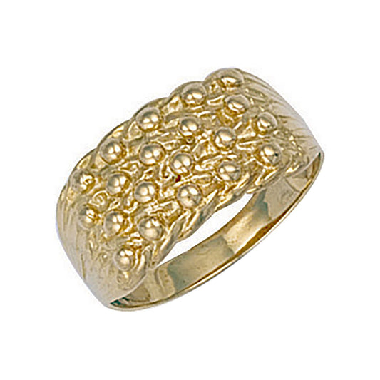 Yellow Gold Light Weight 4 Row Keeper Ring (HNN-58470B)