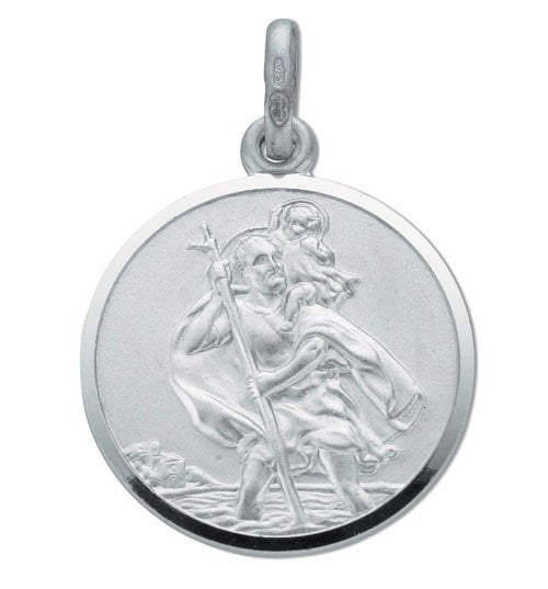 Silver Double Sided St. Christopher Pendant - 6.8g