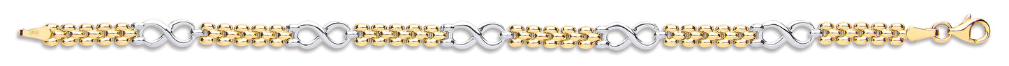 Yellow and White Gold Eternity Fancy Link Ladies Bracelet