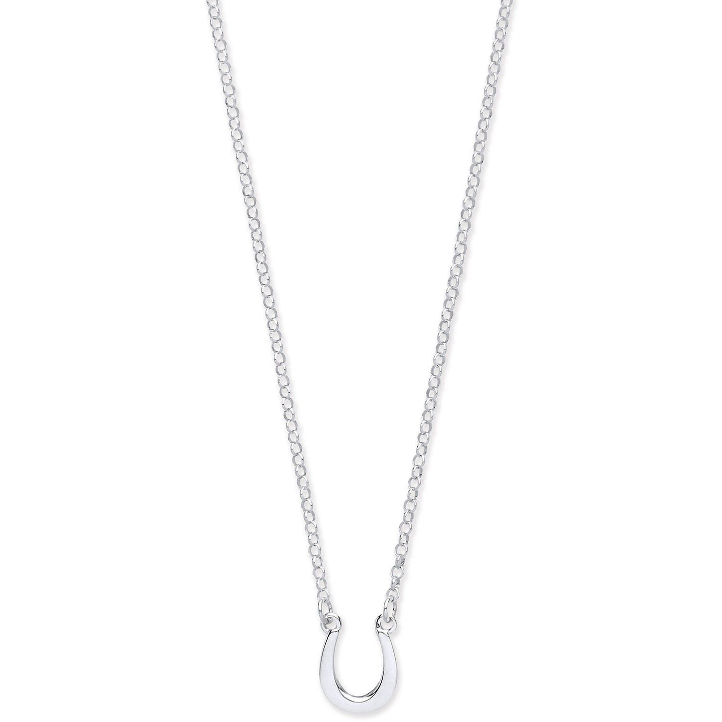 Silver Lucky Horseshoe Necklace 16" + 2" Extention
