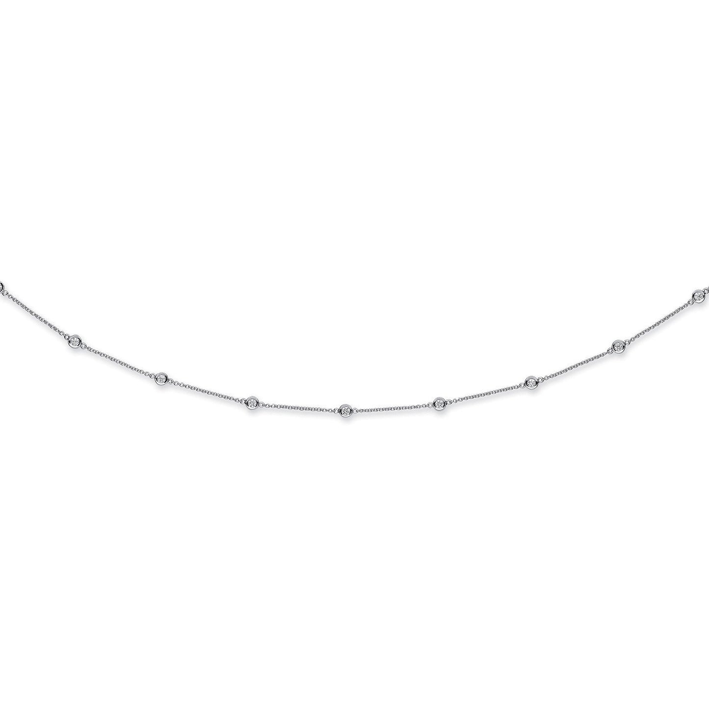 18ct White Gold 1.00ct Diamond by the Yard Necklace (18in/45cm)