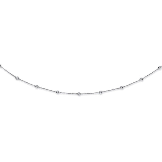 18ct White Gold 1.00ct Diamond by the Yard Necklace (18in/45cm)