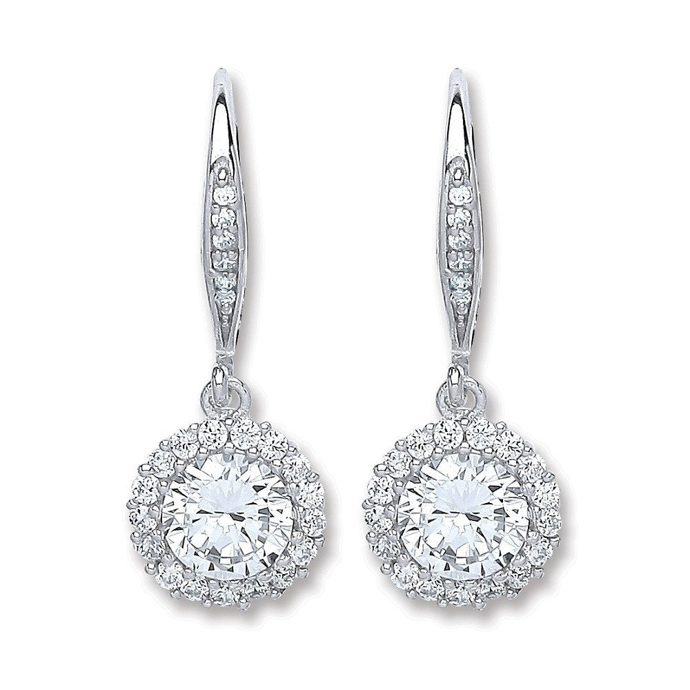 Silver Round Cubic Zirconia Earrings
