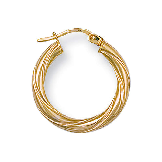 Yellow Gold 21mm Twisted Hoop Earrings - 1.1g