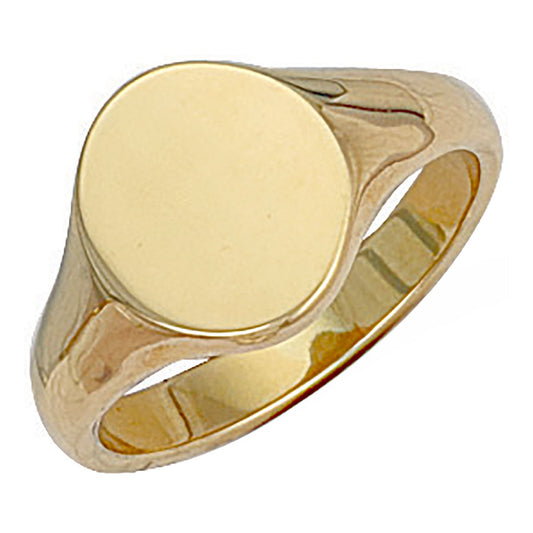 Y/G Oval Plain Signet Ring