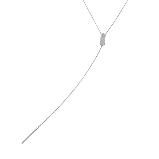 Silver Cubic Zirconia Vertical Bar and ID Plate