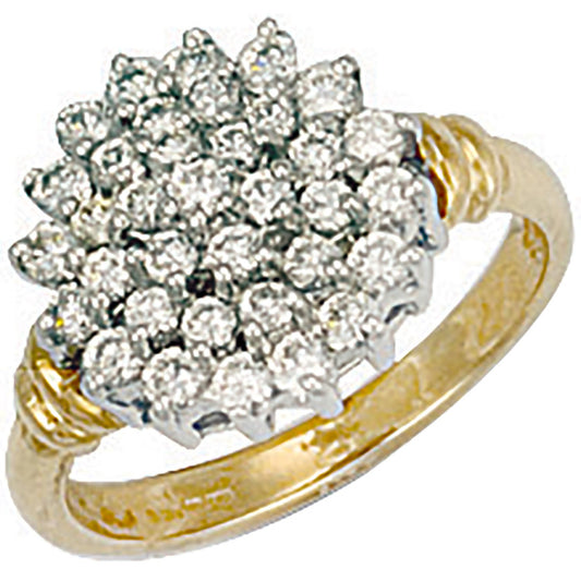 Yellow Gold Cubic Zirconia Cluster Ring (HNN-B6B7E0)