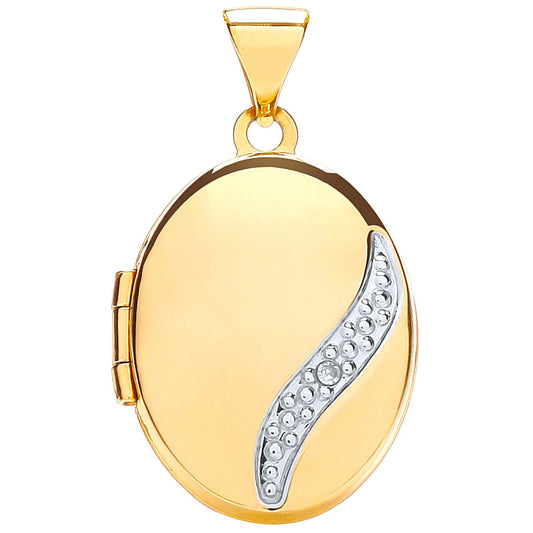 Yellow Gold Oval Locket with Diamond (HNN-ECE601)