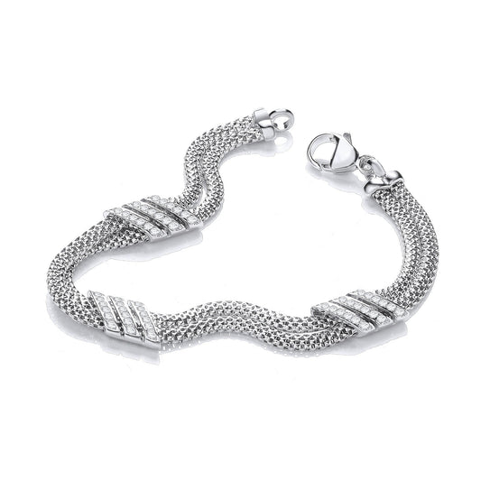 Double Row 3 Strings of Cubic Zirconias Bracelet 7"