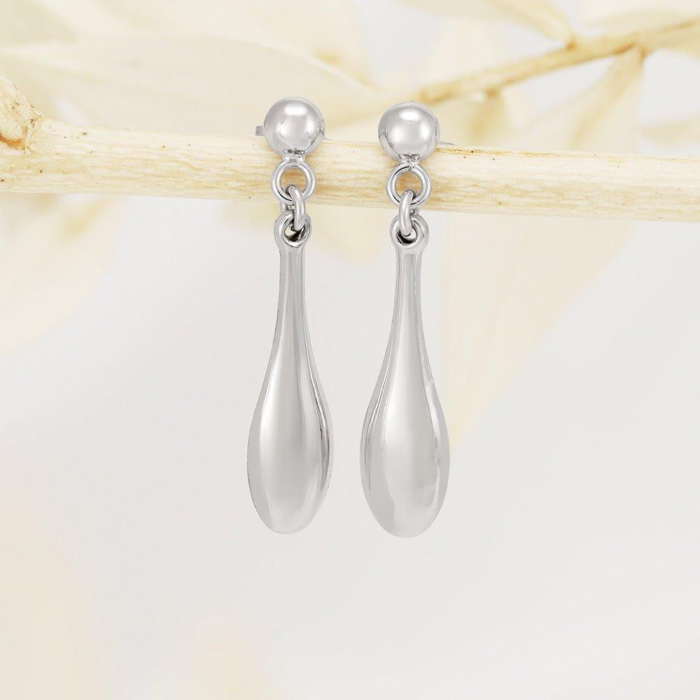 White Gold Hollow Drop Earrings