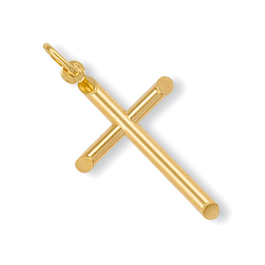 Yellow Gold Round Tubed Cross - 21.4mm