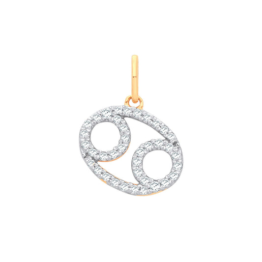 9ct Yellow Gold Cancer Zodiac 0.20ct Pendant