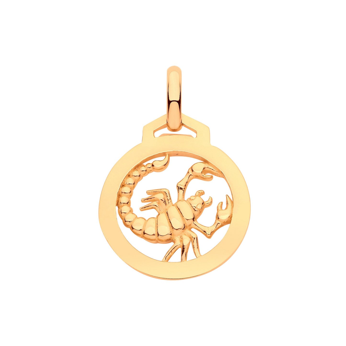 Yellow Gold Round Zodiac Pendant Scorpio