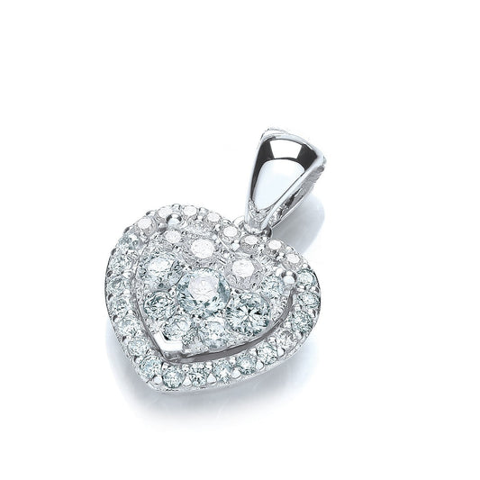 18ct White Gold 0.40ct Diamond Heart Pendant
