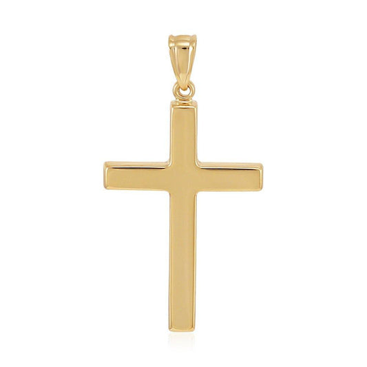 Yellow Gold Plain Hollow Cross - 21mm