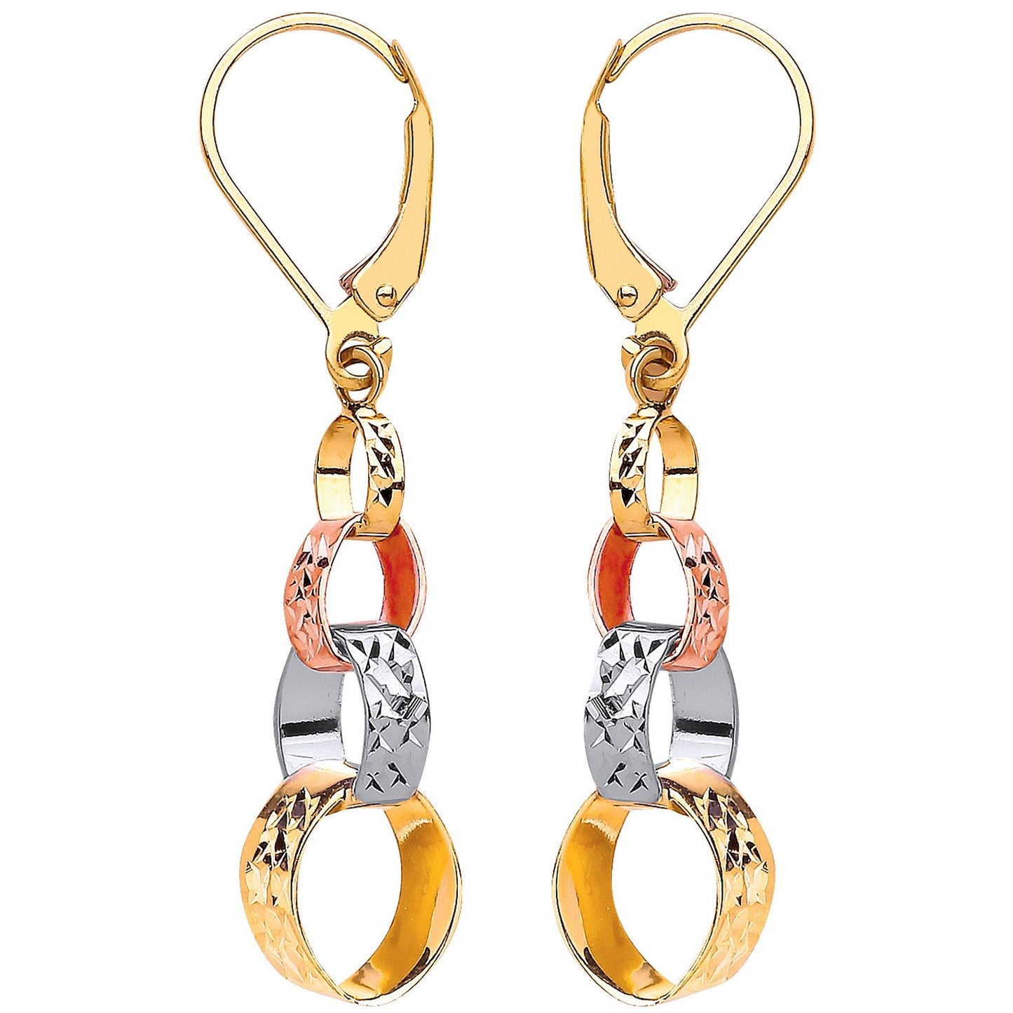 Three Colour Interlink Drop Earrings