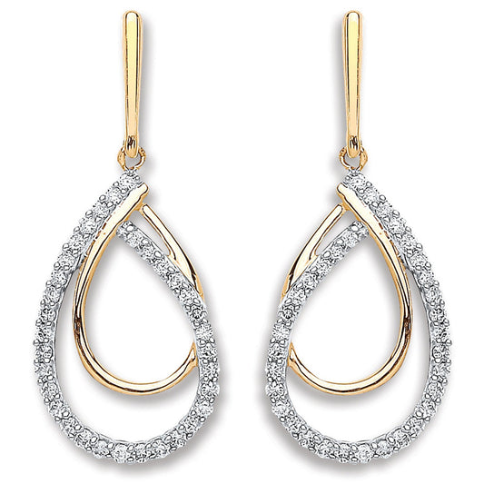 9ct Yellow Gold 0.20ct Dia Drop Earrings