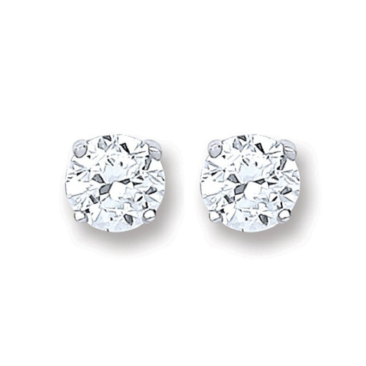 Silver Brilliant Cut Cubic Zirconia 4mm Claw Set Stud