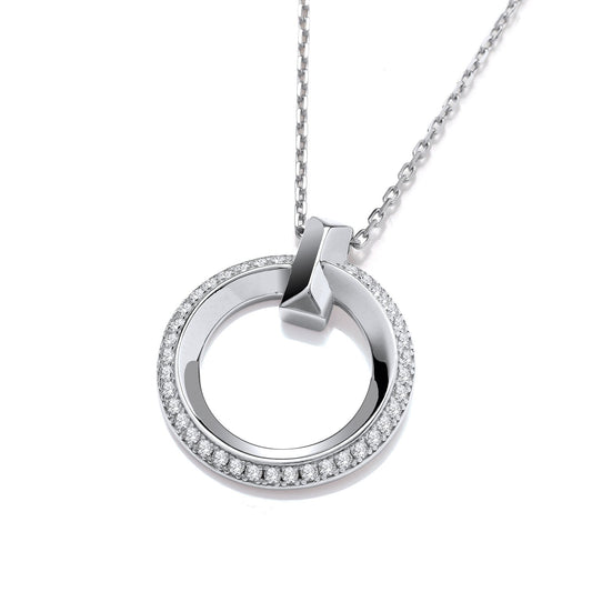 Circle of Life Cubic Zirconia Silver Pendant with Chain