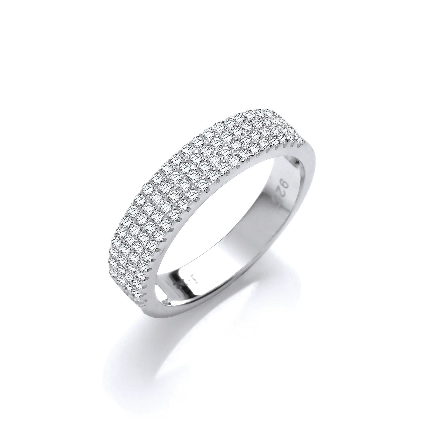 Micro Pave Half Eternity Cubic Zirconia Silver Ring
