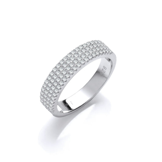 Micro Pave Half Eternity Cubic Zirconia Silver Ring