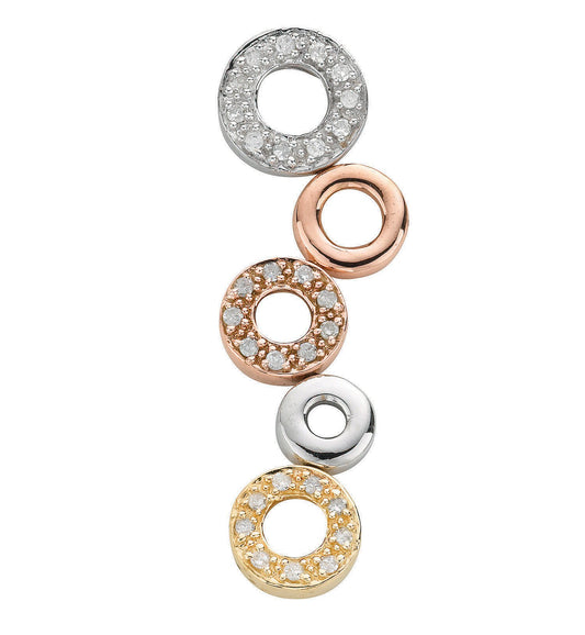 9ct Three Colour Gold 0.18ct Diamond Drop Pendant