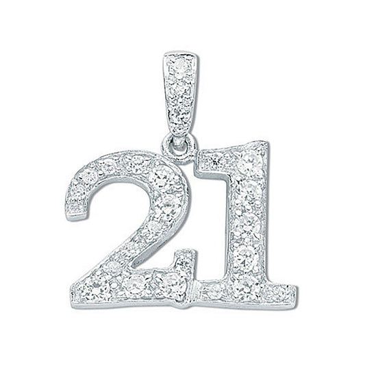 Silver Pave Set Cubic Zirconia 21 Drop Pendant