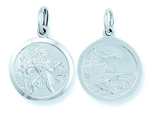 Silver Double Sided St. Christopher Pendant - 3.2g