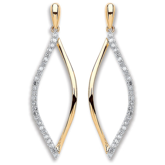 9ct Yellow Gold 0.15ct Dia Drop Earrings (HNN-2F24C2)