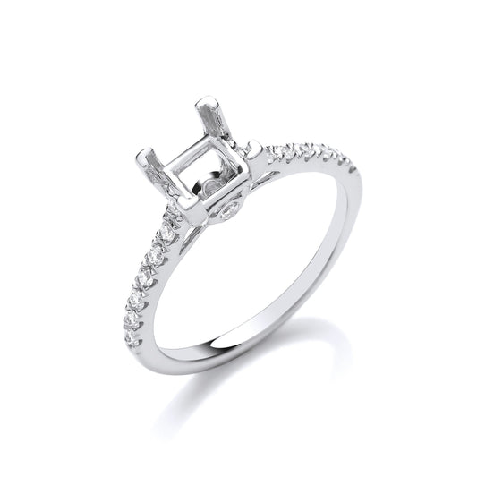 18ct White Gold 0.22ct & (1.00ct Centre) Semi-Set Pear Cut Engagement Ring