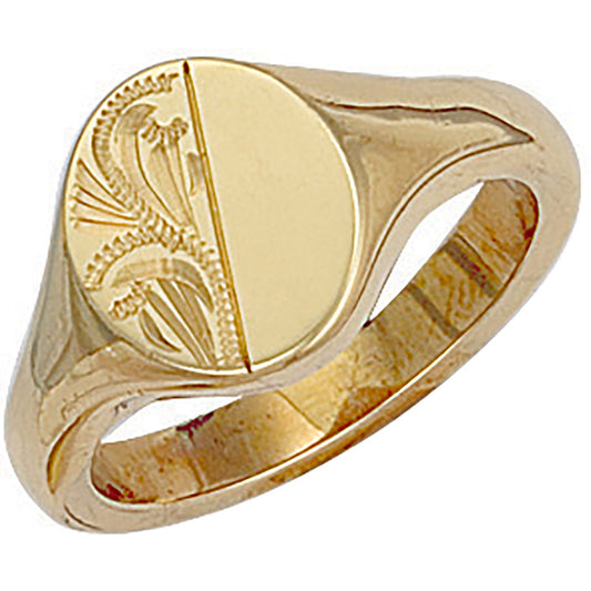 Y/G Engraved Oval Signet Ring