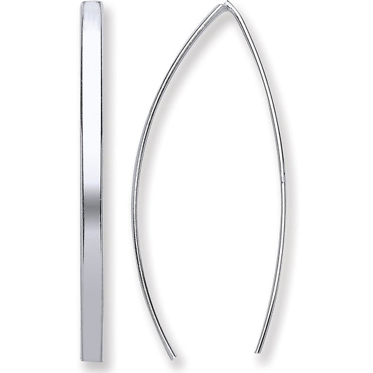 Silver Two Pin D-Shaped Earrings