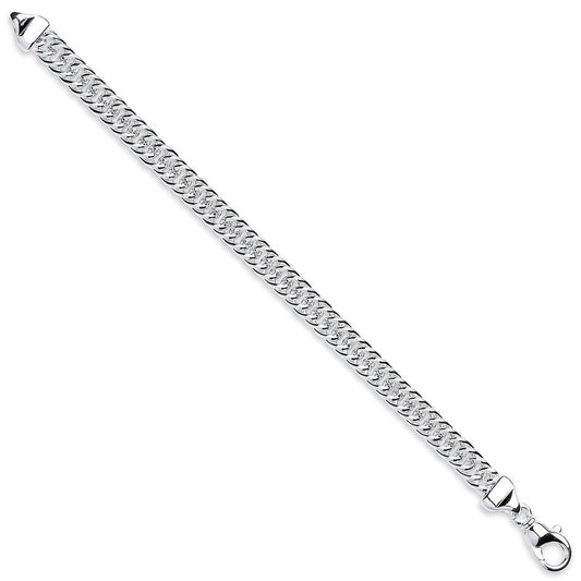 Silver 7.5mm Double Tight Link Curb Bracelet
