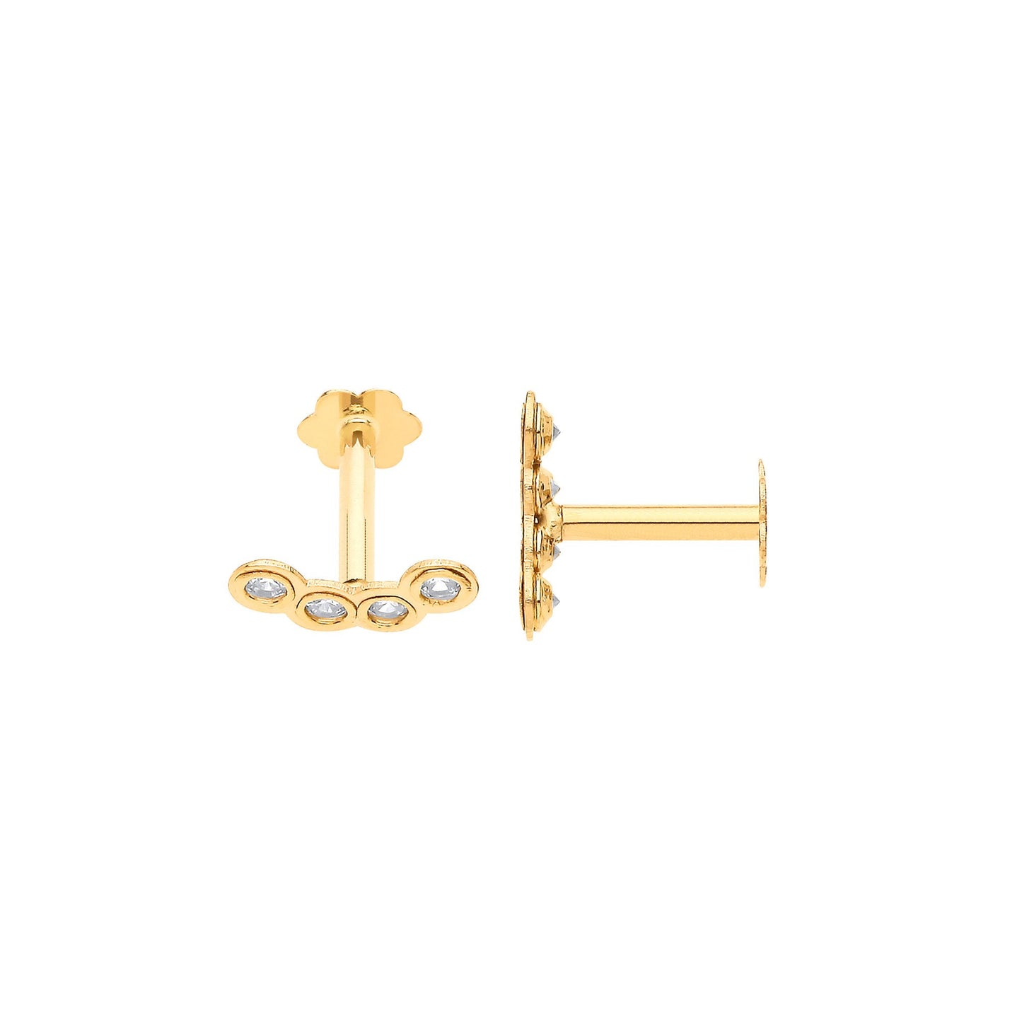 9ct Yellow Gold Cubic Zirconias Ear Cartilage Stud