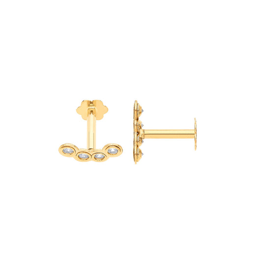 9ct Yellow Gold Cubic Zirconias Ear Cartilage Stud
