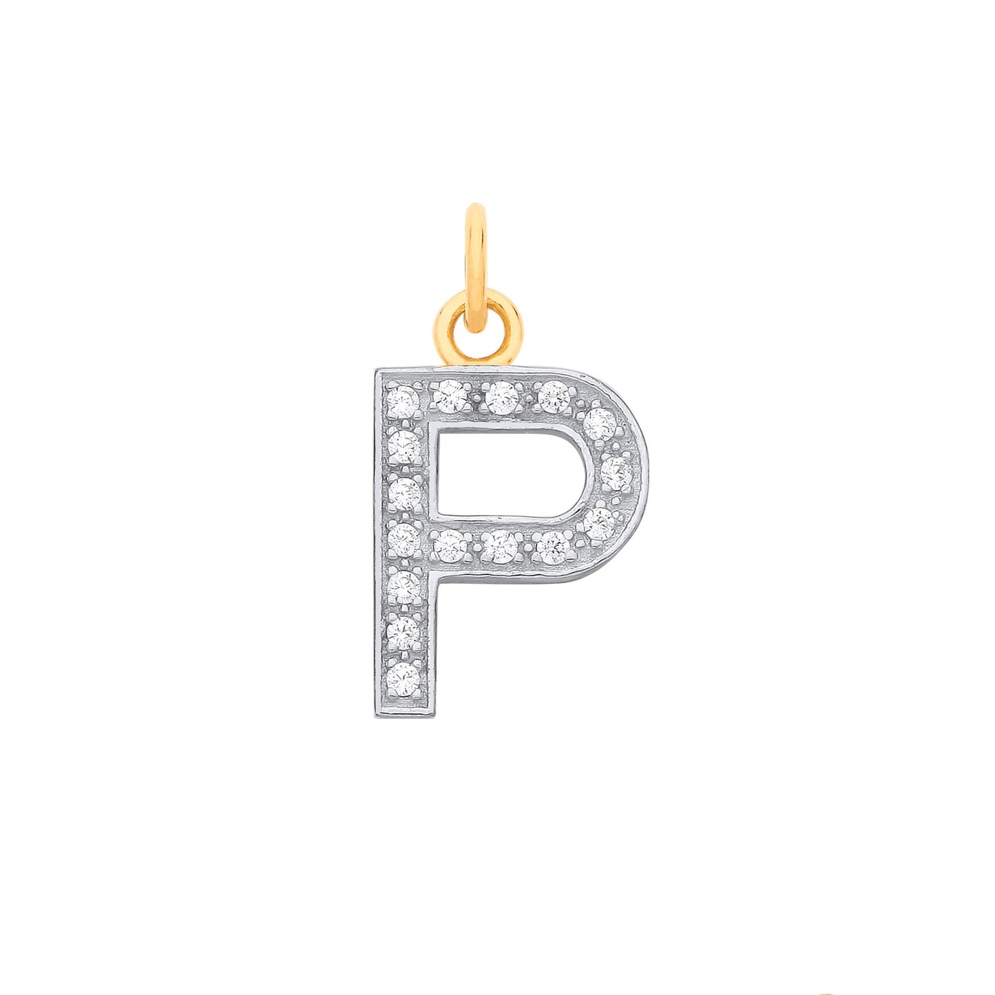 Yellow Gold Medium Cubic Zirconia Initial Pendants