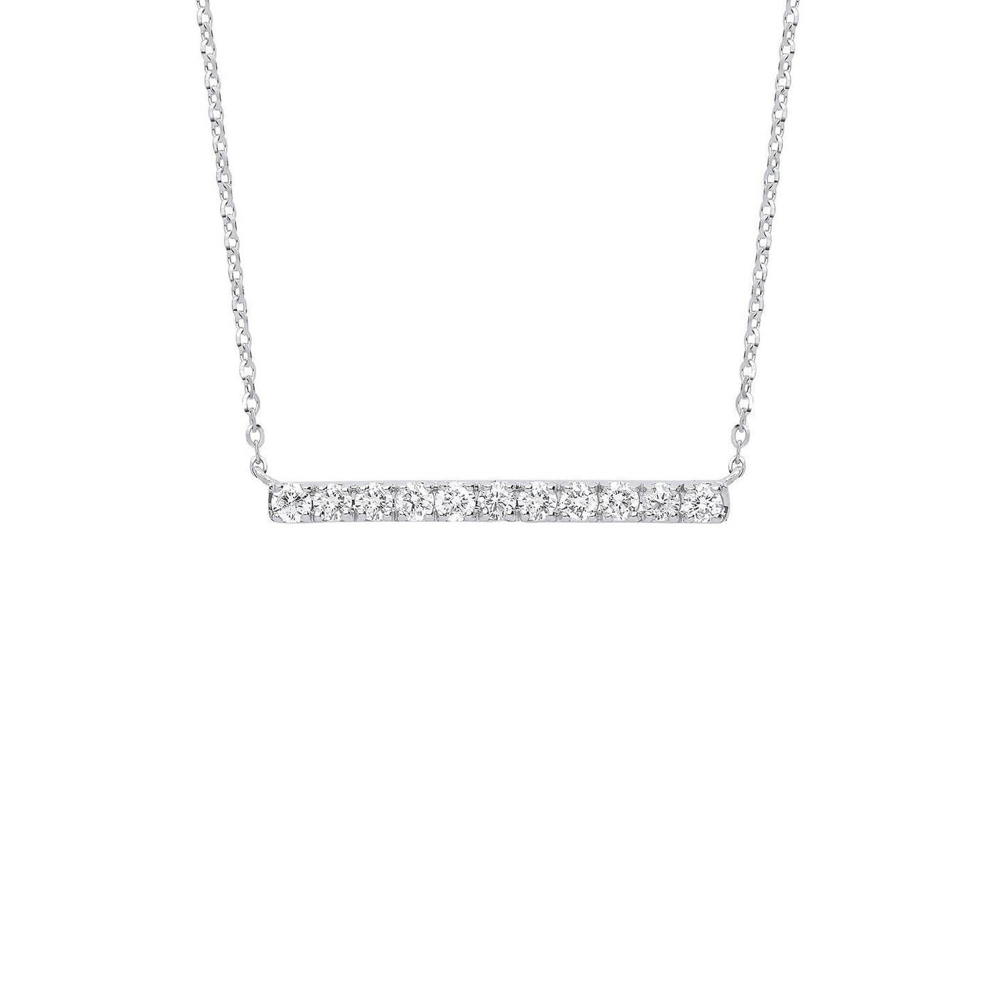 9ct White Gold 0.33ct Diamond Bar Necklace (18in/45cm) Chain