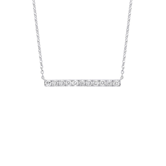 9ct White Gold 0.33ct Diamond Bar Necklace (18in/45cm) Chain