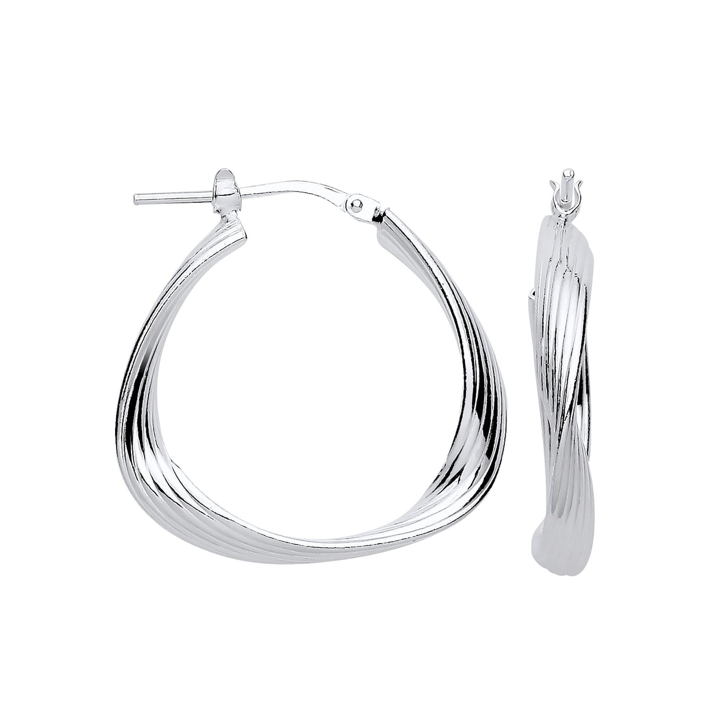 Silver Triangle 26mm Twisted Hoop Earrings
