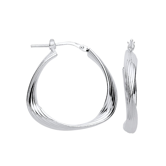Silver Triangle 26mm Twisted Hoop Earrings