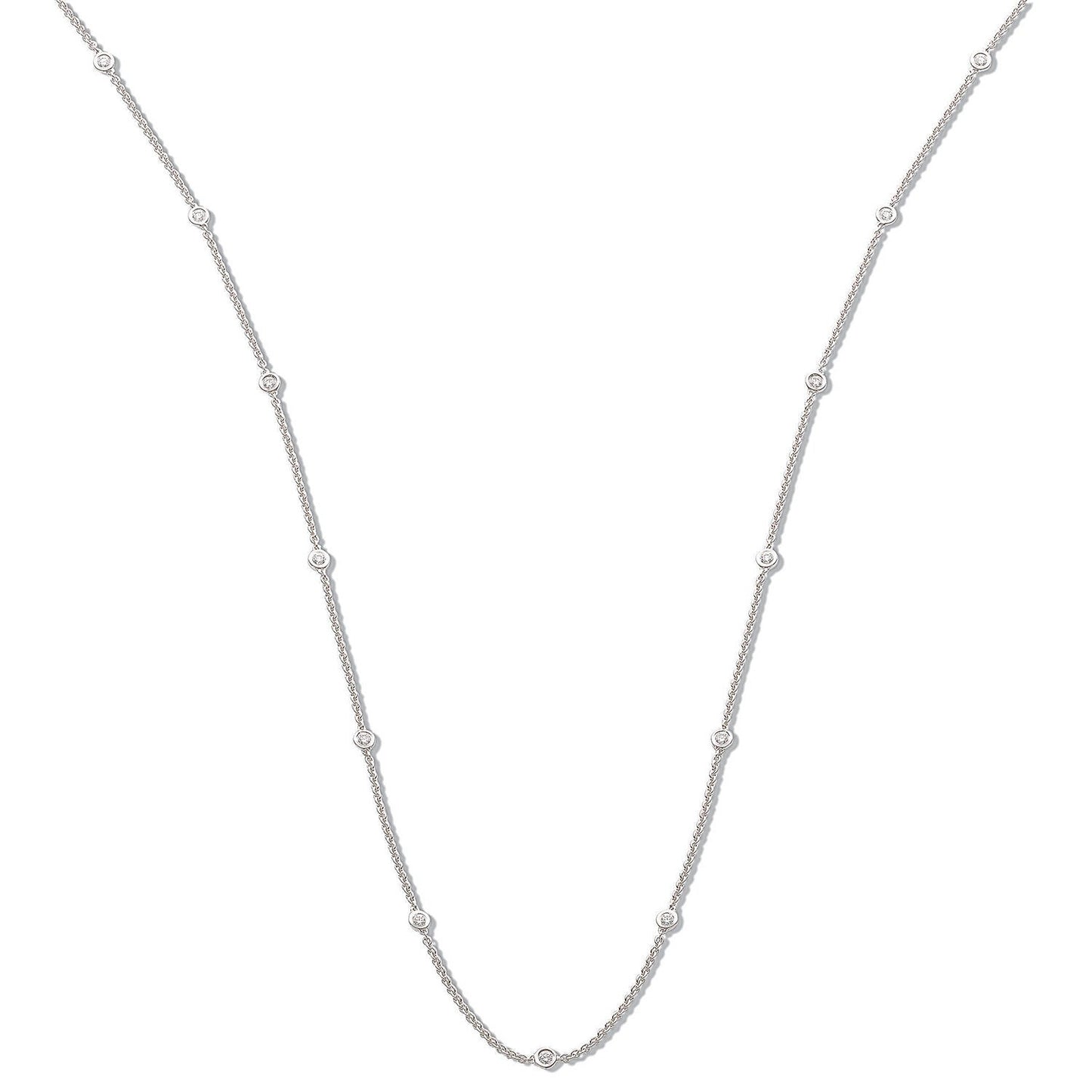 18ct White Gold 0.50ct Diamond by the Yard Necklace (18in/45cm)
