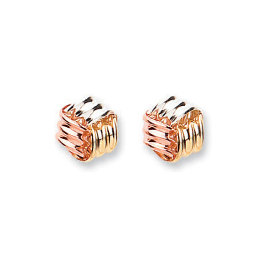 9ct Yellow, White & Rose Gold Fancy Knot Studs (HNN-8557D1)